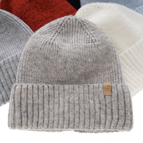 Czapka zimowa damska, szara, z wełną merino, Alvara