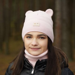 Komplet zimowy dla dziewczynki: czapka i komin kremowy Xantia