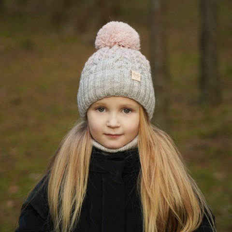 Komplet zimowy dla dziewczynki: czapka i komin szary z pomponem Zendaya Komplet zimowy dla dziewczynki: czapka i komin szary z pomponem Zendaya