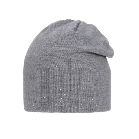Czapka zimowa damska, szara, z wełną merino, Minerwa