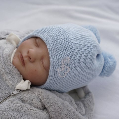 Czapka zimowa dla chłopca, ciemnoniebieska, z dwoma pomponami, wiązana Ting Czapka zimowa dla chłopca, ciemnoniebieska, z dwoma pomponami, wiązana Ting