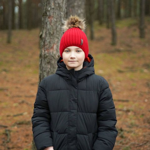 Czapka zimowa dla chłopca, czarna, z pomponem Amur Czapka zimowa dla chłopca, czarna, z pomponem Amur
