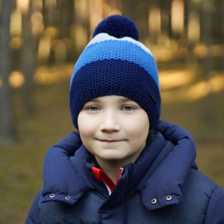 Czapka zimowa dla chłopca, granatowa, z pomponem Rodeo