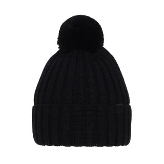 Czapka zimowa męska, czarna, z wełny merino Korynt