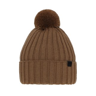 Czapka zimowa męska, camel, z wełną merino Korynt