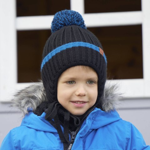 Komplet zimowy dla chłopca: czapka i komin szary z pomponem Franklin Komplet zimowy dla chłopca: czapka i komin szary z pomponem Franklin