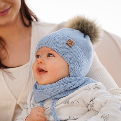 Komplet zimowy dla chłopca - czapka i szalik niebieski z wełny merino Rafael Komplet zimowy dla chłopca - czapka i szalik niebieski z wełny merino Rafael