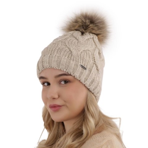 Czapka zimowa damska, szara, z pomponem Terri Czapka zimowa damska, szara, z pomponem Terri