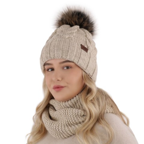 Czapka i komin dla dziewczynki zimowy komplet, bordowy, z pomponem Torina Czapka i komin dla dziewczynki zimowy komplet, bordowy, z pomponem Torina