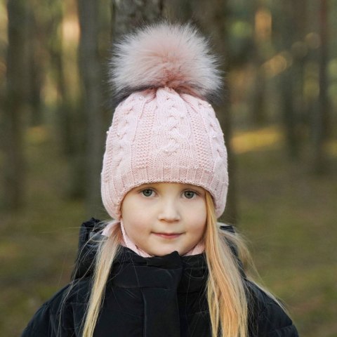 Komplet zimowy dla dziewczynki: czapka i szalik biały z pomponem Mirella Komplet zimowy dla dziewczynki: czapka i szalik biały z pomponem Mirella