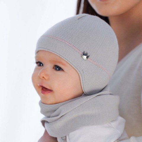 Czapka i szalik dla dziewczynki zimowy komplet, kremowy, wiązany Elina Czapka i szalik dla dziewczynki zimowy komplet, kremowy, wiązany Elina