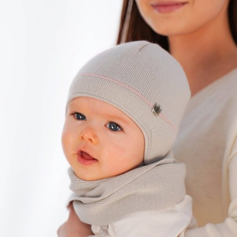 Czapka i szalik dla dziewczynki zimowy komplet, różowy, wiązany Elina Czapka i szalik dla dziewczynki zimowy komplet, różowy, wiązany Elina