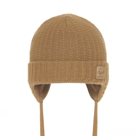 Czapka jesienna, wiosenna dla chłopca, camel, wiązana Todi