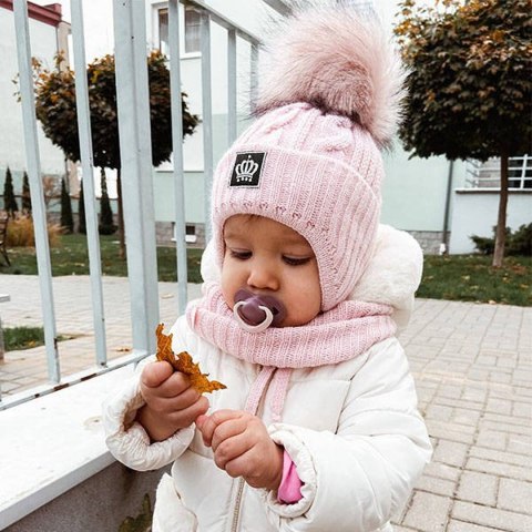 Komplet zimowy dla dziewczynki: czapka i komin wrzosowy Tigra Komplet zimowy dla dziewczynki: czapka i komin wrzosowy Tigra