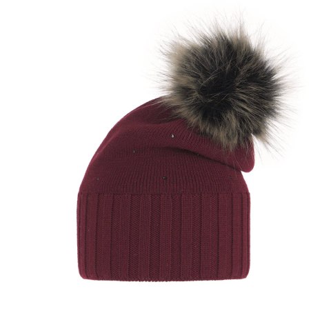 Czapka zimowa damska, bordowa, z wełną merino Malga Czapka zimowa damska, bordowa, z wełną merino Malga