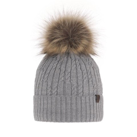 Czapka zimowa damska, szara, z wełną merino Larida Czapka zimowa damska, szara, z wełną merino Larida