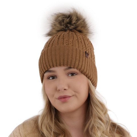Czapka zimowa damska, szara, z wełną merino Larida Czapka zimowa damska, szara, z wełną merino Larida