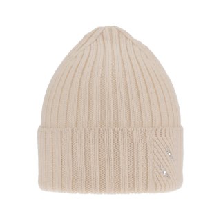 Czapka zimowa damska, beżowa, 100% wełniana merino Ariga