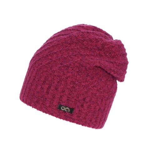 Czapka zimowa damska, różowa, z wełną merino, Misha