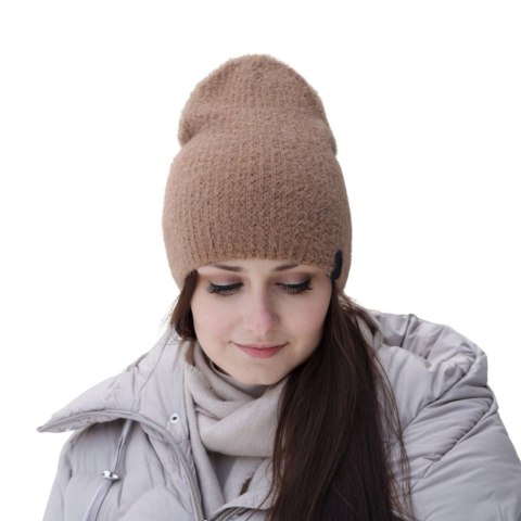 Beret zimowy damski, camel, Frances Beret zimowy damski, camel, Frances
