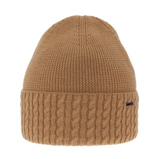 Czapka zimowa damska, camel, z wełną merino, Febe