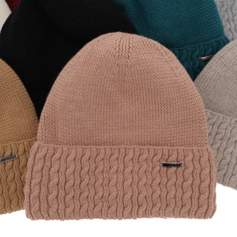 Czapka zimowa damska, camel, z wełną merino, Febe Czapka zimowa damska, camel, z wełną merino, Febe