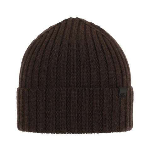 Czapka zimowa męska, brązowa, 100% wełniana merino Nathan