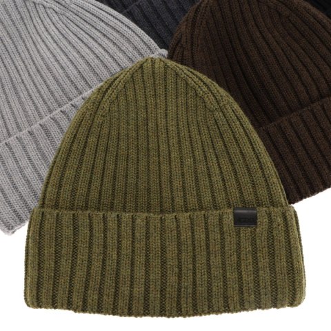Czapka zimowa męska, brązowa, 100% wełniana merino Nathan