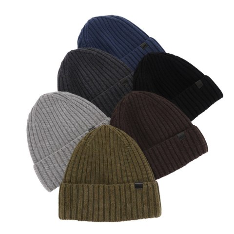 Czapka zimowa męska, brązowa, 100% wełniana merino Nathan