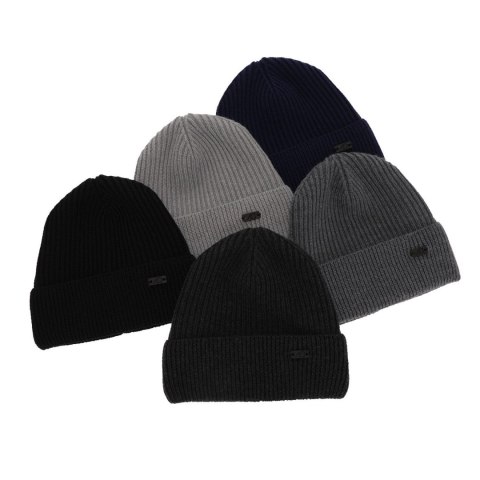 Czapka zimowa męska, brązowa, 100% wełniana merino Owen