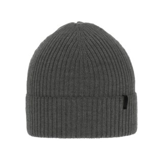 Czapka zimowa męska, szara, 100% wełniana merino, Thorin