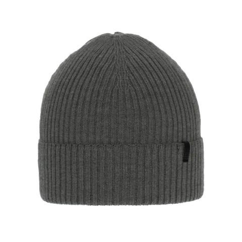 Czapka zimowa męska, szara, 100% wełniana merino, Thorin