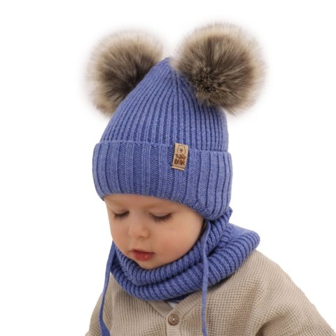 Komplet zimowy dla chłopca: czapka i komin beżowy 100% wełniany extrafine merino Konor Komplet zimowy dla chłopca: czapka i komin beżowy 100% wełniany extrafine merino Konor