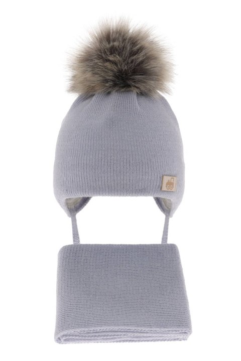 Czapka i szalik dla chłopca zimowy komplet, jasnoniebieski, wełniany merino, wiązany Anastazy Czapka i szalik dla chłopca zimowy komplet, jasnoniebieski, wełniany merino, wiązany Anastazy