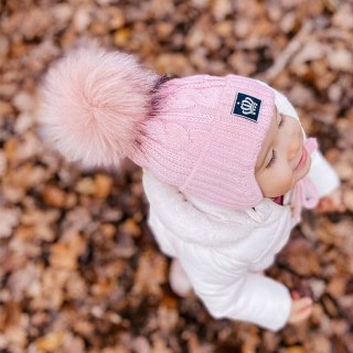 Komplet zimowy dla dziewczynki: czapka i komin liliowy Tigra