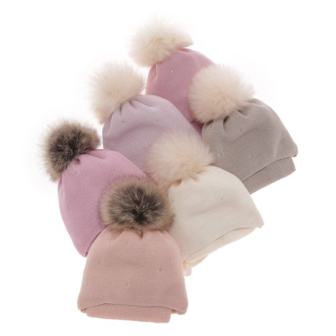 Komplet zimowy dla dziewczynki: czapka i szalik beżowy wełniany merino Rosalina Komplet zimowy dla dziewczynki: czapka i szalik beżowy wełniany merino Rosalina
