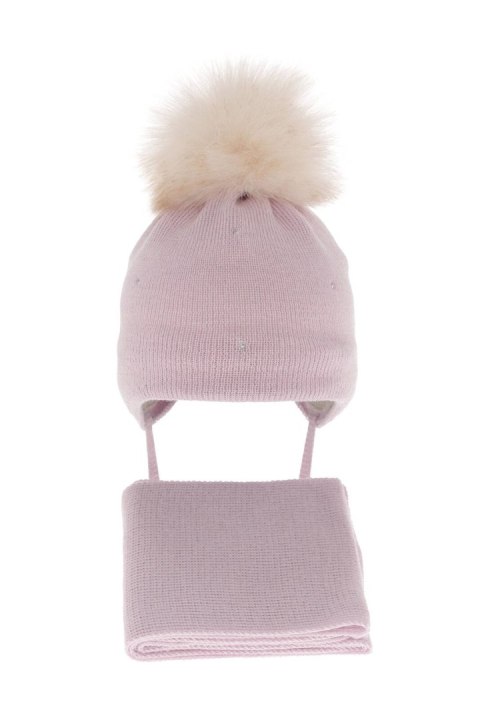 Czapka i szalik dla dziewczynki zimowy komplet, liliowy, wełniany merino Rosalina Czapka i szalik dla dziewczynki zimowy komplet, liliowy, wełniany merino Rosalina