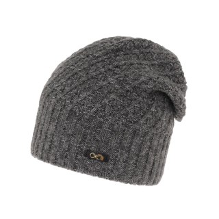 Czapka zimowa damska, ciemnoszara, wełniana merino, Misha