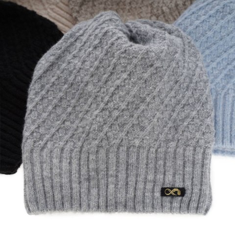 Czapka zimowa damska, ciemnoszara, wełniana merino, Misha Czapka zimowa damska, ciemnoszara, wełniana merino, Misha
