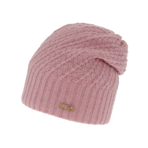 Czapka zimowa damska, różowa, wełniana merino Misha