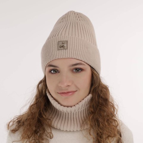 Komplet zimowy dla dziewczynki: czapka i komin wrzosowy Georgina