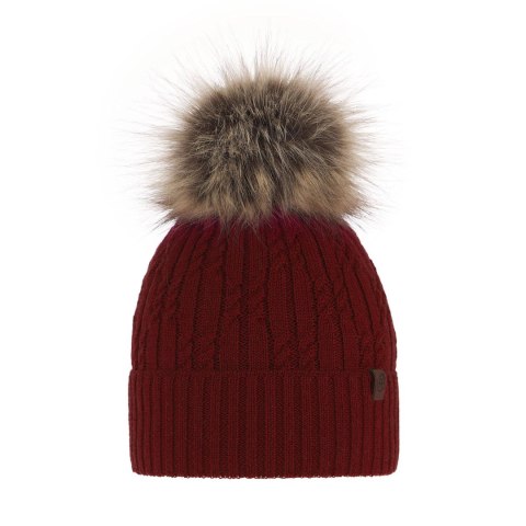 Czapka zimowa damska, bordowa, z wełną merino Larida Czapka zimowa damska, bordowa, z wełną merino Larida