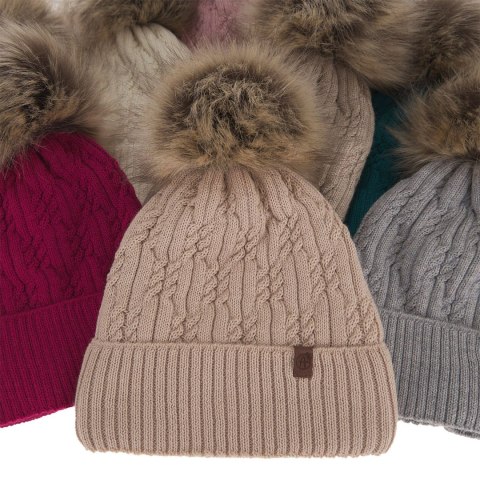 Czapka zimowa damska, bordowa, z wełną merino Larida Czapka zimowa damska, bordowa, z wełną merino Larida