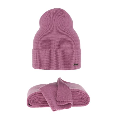 Czapka i szalik damski zimowy komplet, wrzosowy, 100% wełniana merino Melpomena Czapka i szalik damski zimowy komplet, wrzosowy, 100% wełniana merino Melpomena