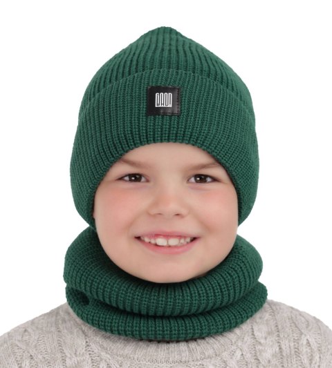Komplet zimowy dla chłopca: czapka i komin khaki Amadeo Komplet zimowy dla chłopca: czapka i komin khaki Amadeo