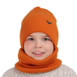 Czapka i komin dla chłopca zimowy komplet, pomarańczowy, Romeo
