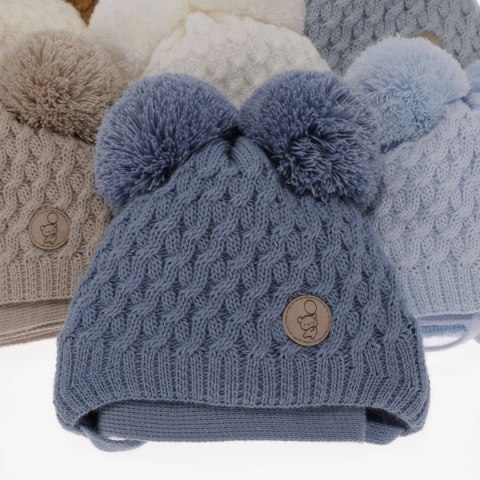 Komplet zimowy dla chłopca: czapka z dwoma pomponami i szalik w kolorze camel Alonso Komplet zimowy dla chłopca: czapka z dwoma pomponami i szalik w kolorze camel Alonso