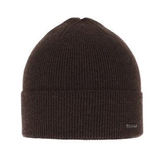 Czapka wiosenno-zimowa męska, brązowa, 100% wełniana merino Memfis