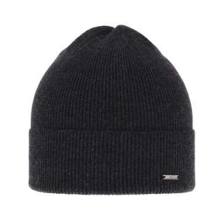 Czapka wiosenno-zimowa męska, ciemnoszara, 100% wełniana merino Memfis