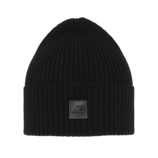 Czapka męska zimowa, czarna, 100% wełniana merino, Matias